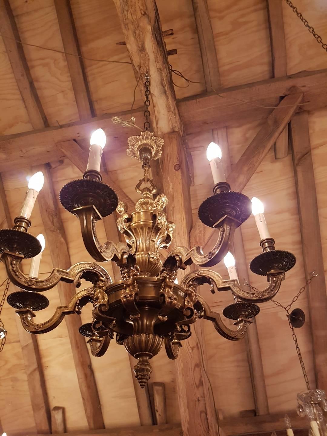 Bronze 'Mazarin' Louis XVl Style Chandelier with Eight Lights For Sale 3