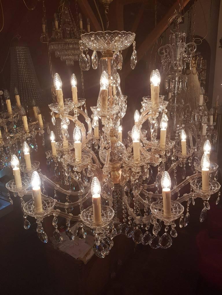 Crystal Large New Maria Theresia Chandelier, Impressive Model with 24 Lights, Dutch For Sale