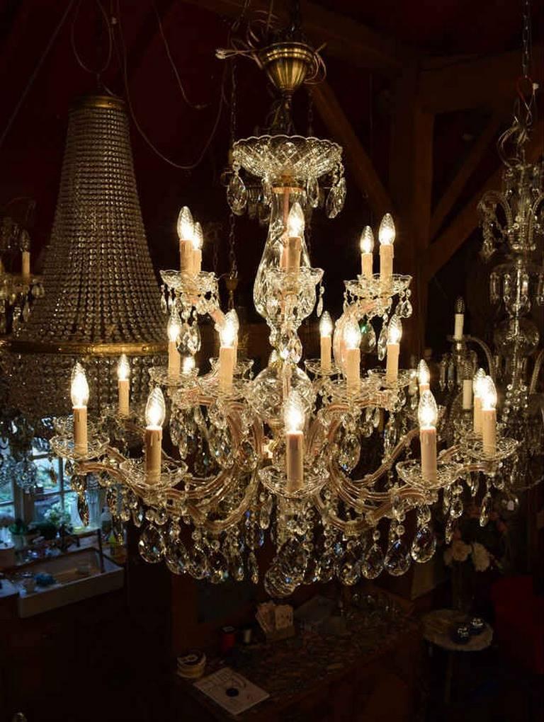 Large Maria Theresia chandelier custom-made in The Netherlands. For this reason the delivery time is in consultation. 
The new chandeliers are made of the best materials and are available in both brass and silver colored frames.
This is just one