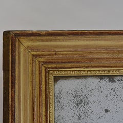 Early 19th Century Antique Rectangular Mercury Glass Mirror Red and Gold Frame