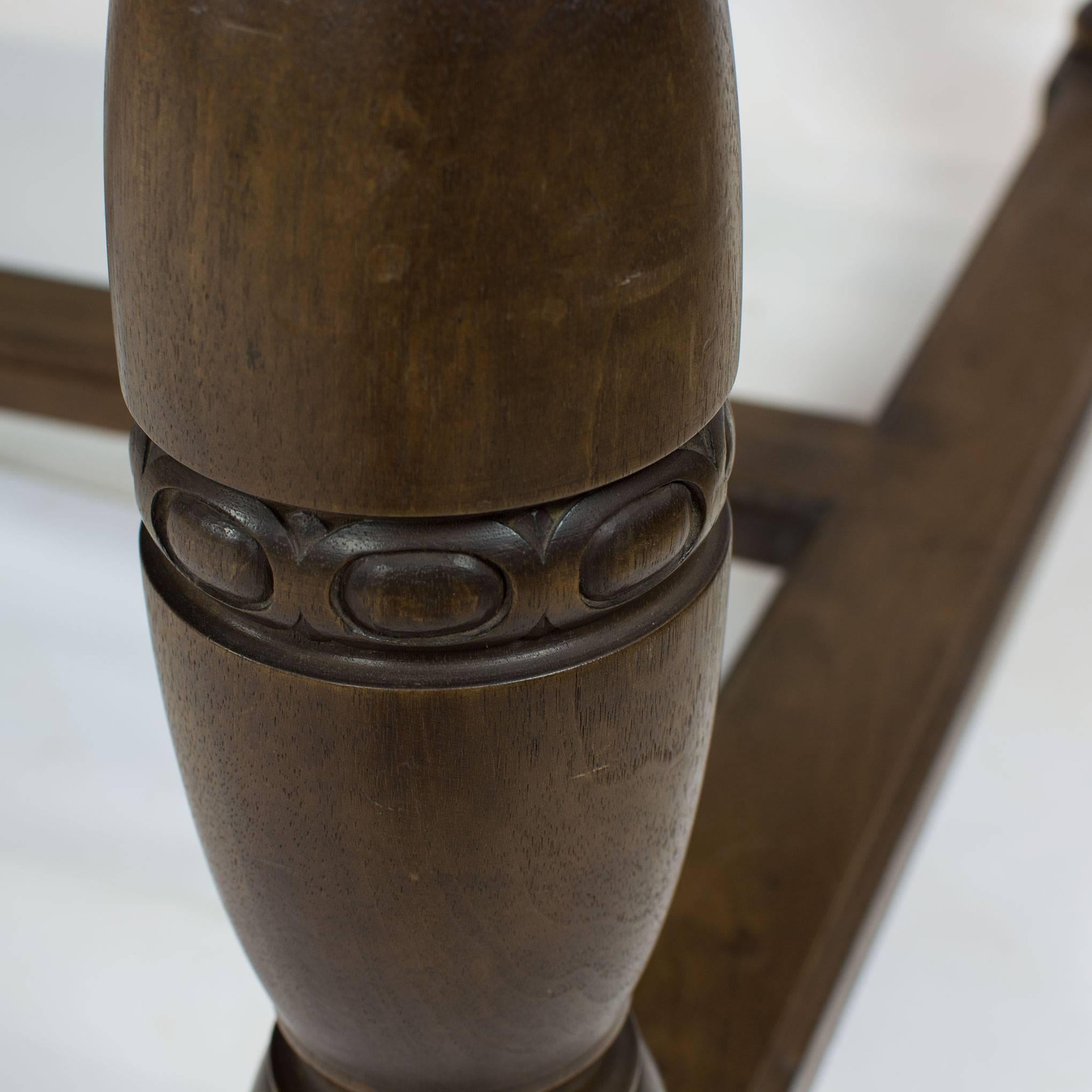 19th Century Oversized Walnut Table with Leather Inserts Top 3