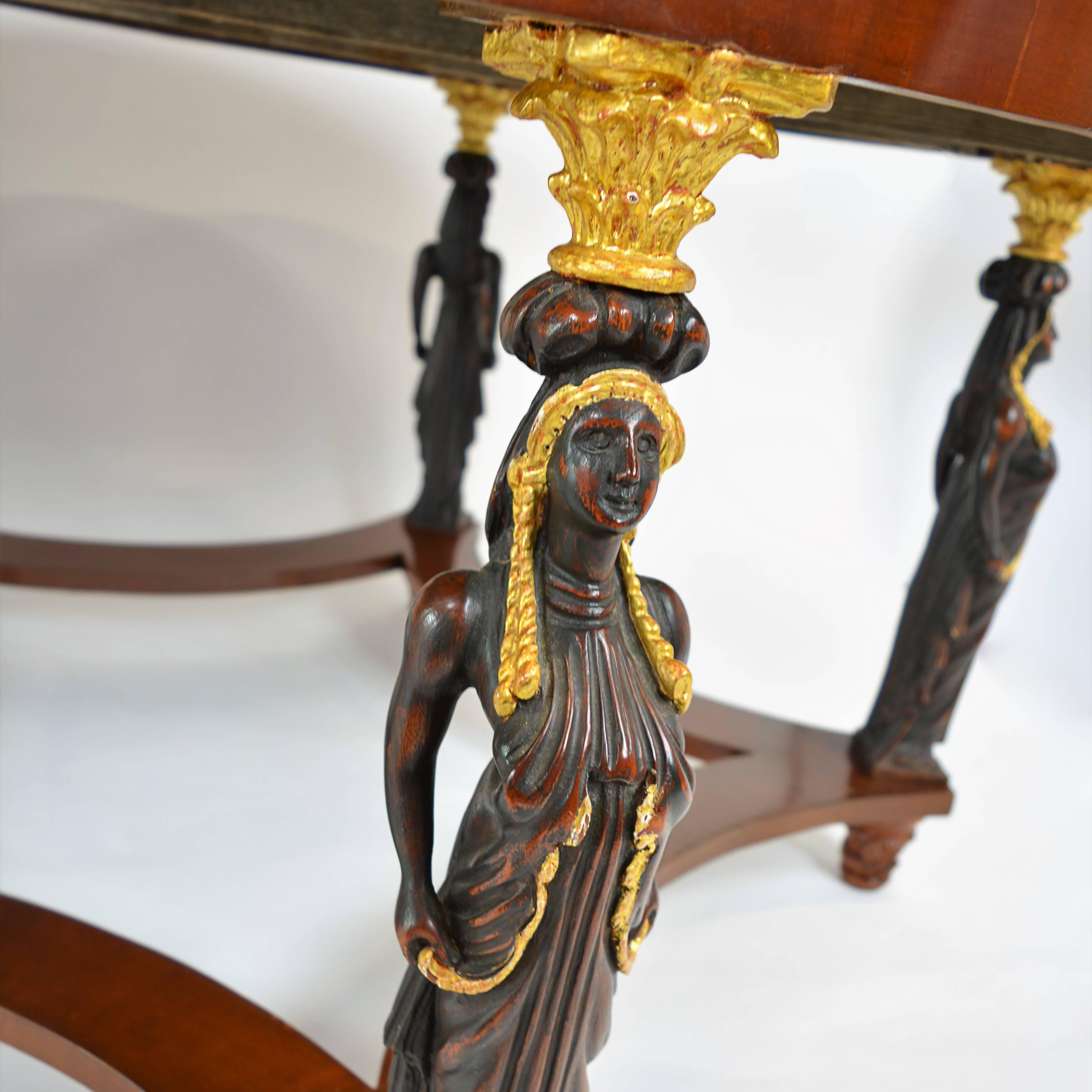 European Mid-19th Century Empire Gilt Bronze Five-Leg Center Table