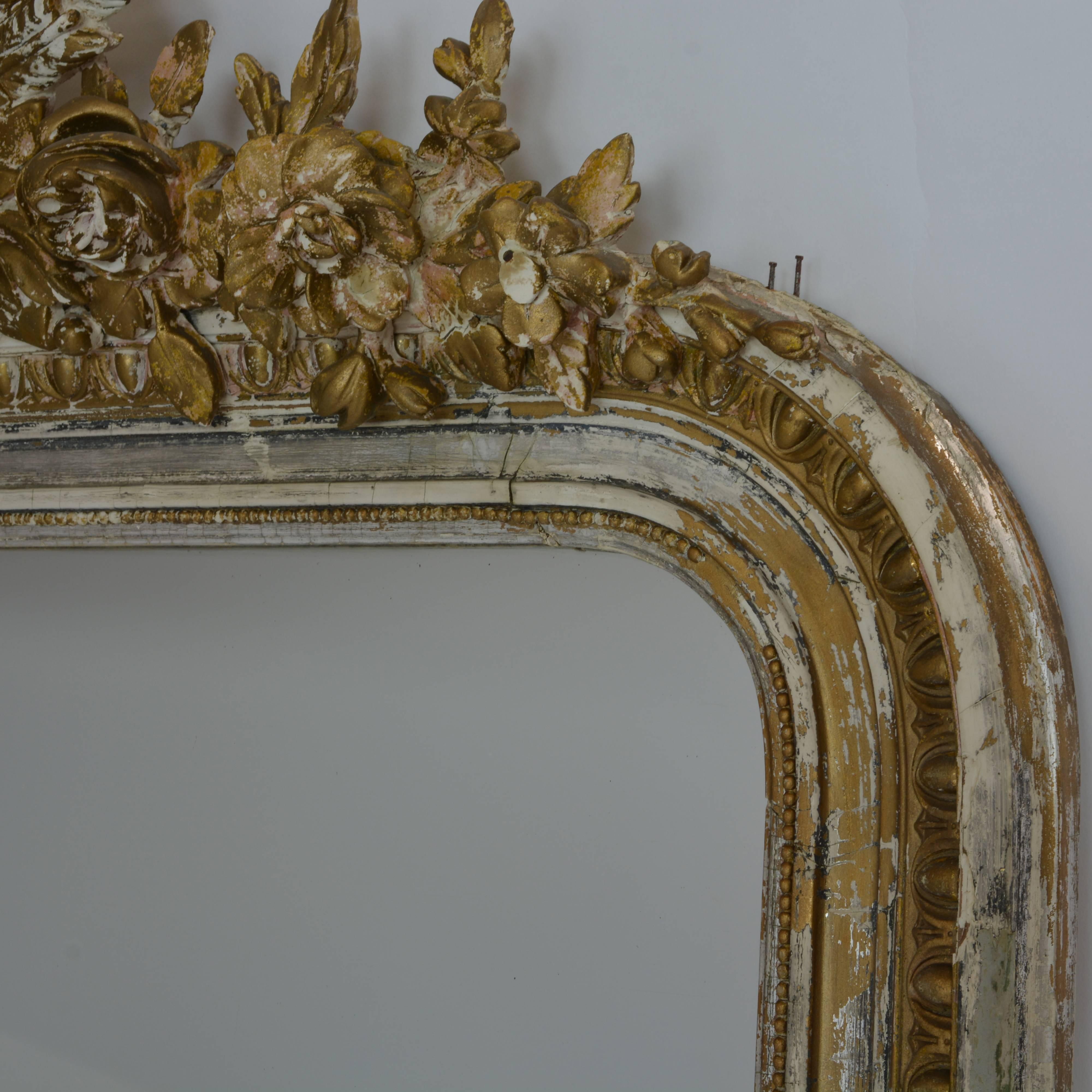 Louis XVI 19th Century Tall Mirror with Love Birds