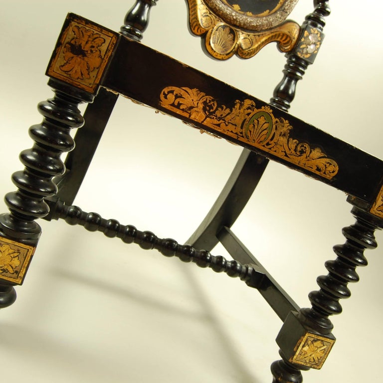 Antique High Back Twisted Leg Ornate Side Chair at 1stDibs