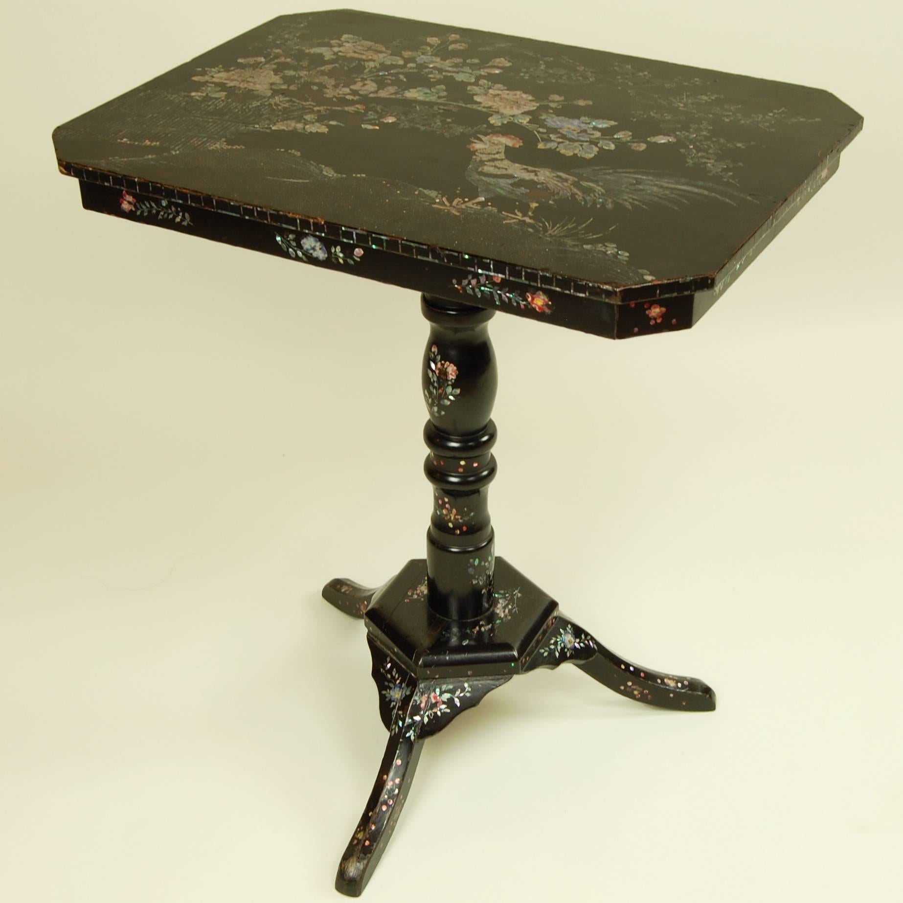 Regency Antique Side Table with Mother-of-Pearl Inlay For Sale