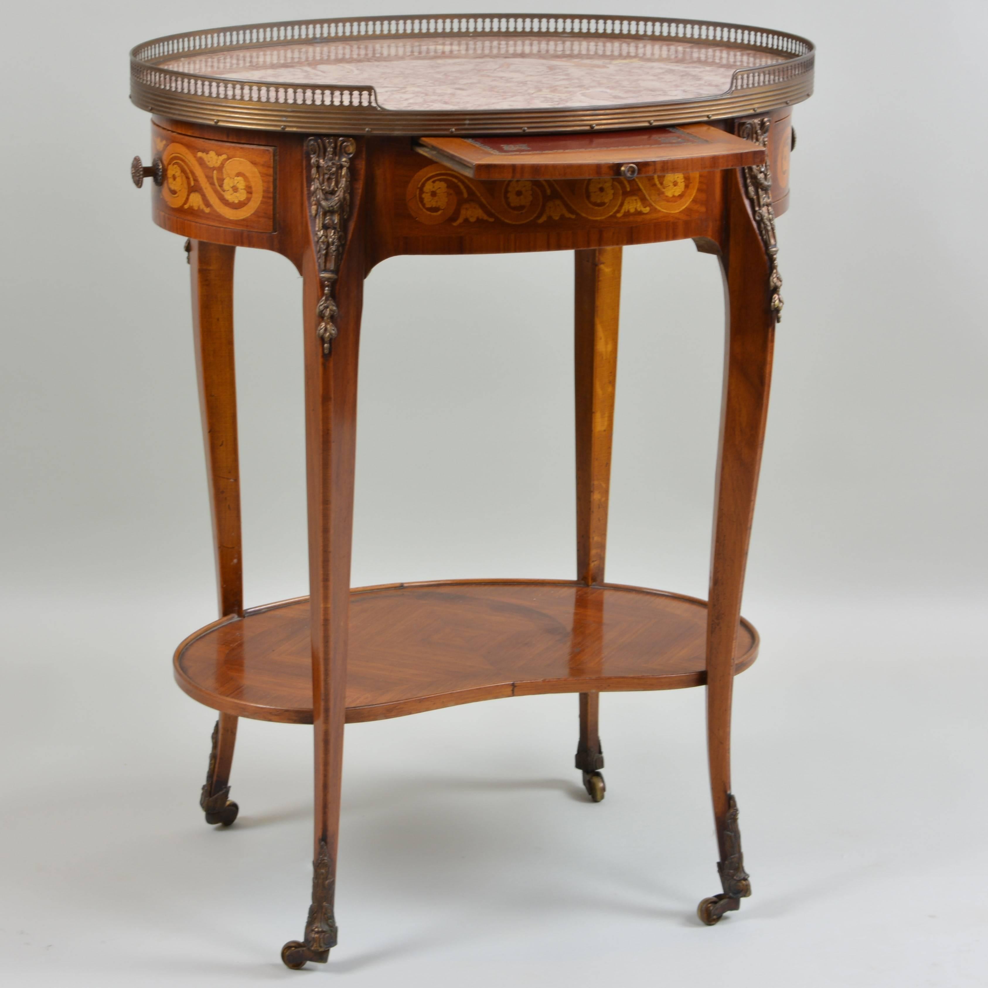 Gilt Marble-Top Oval Side Table
