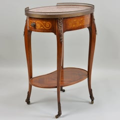 Marble-Top Oval Side Table
