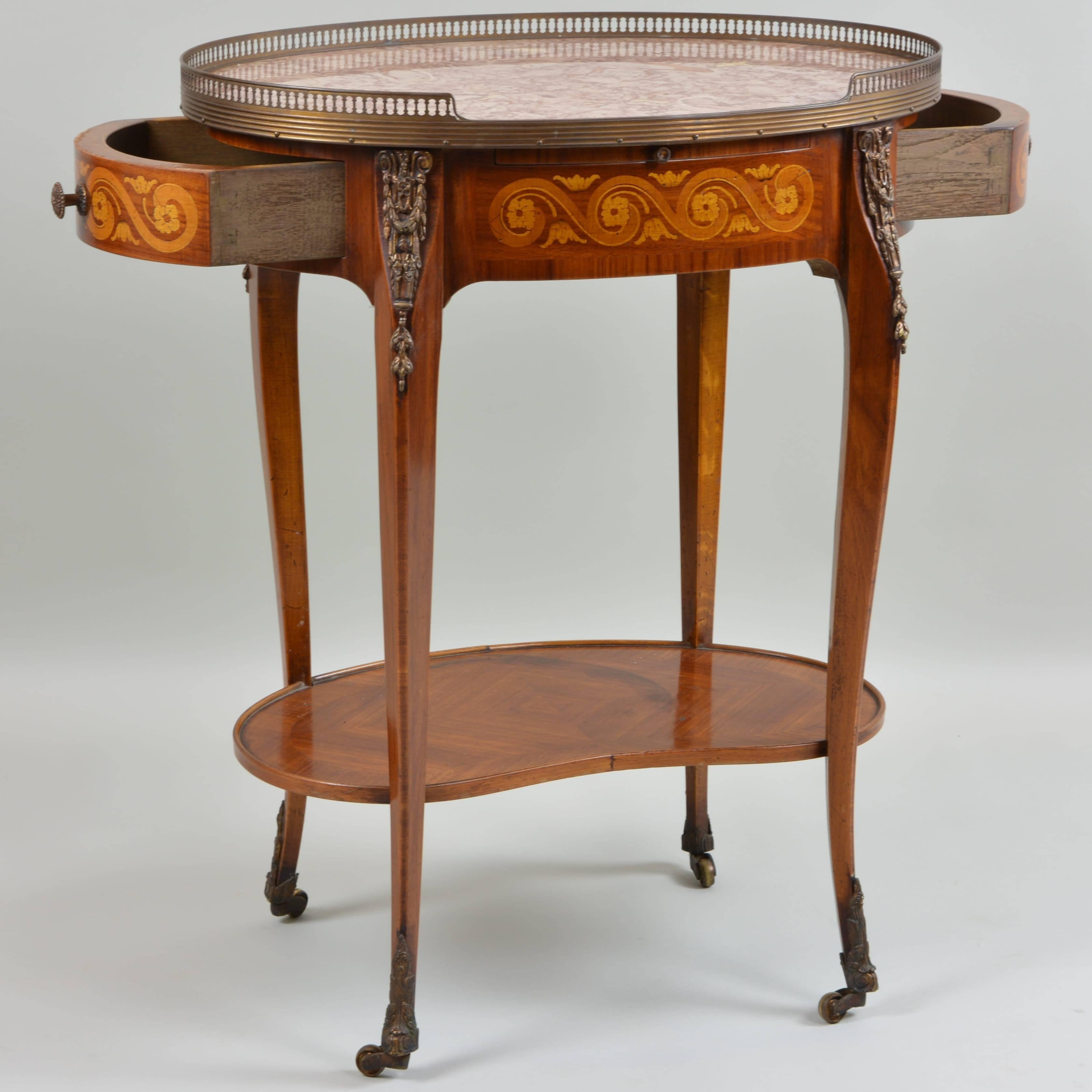 19th Century Marble-Top Oval Side Table