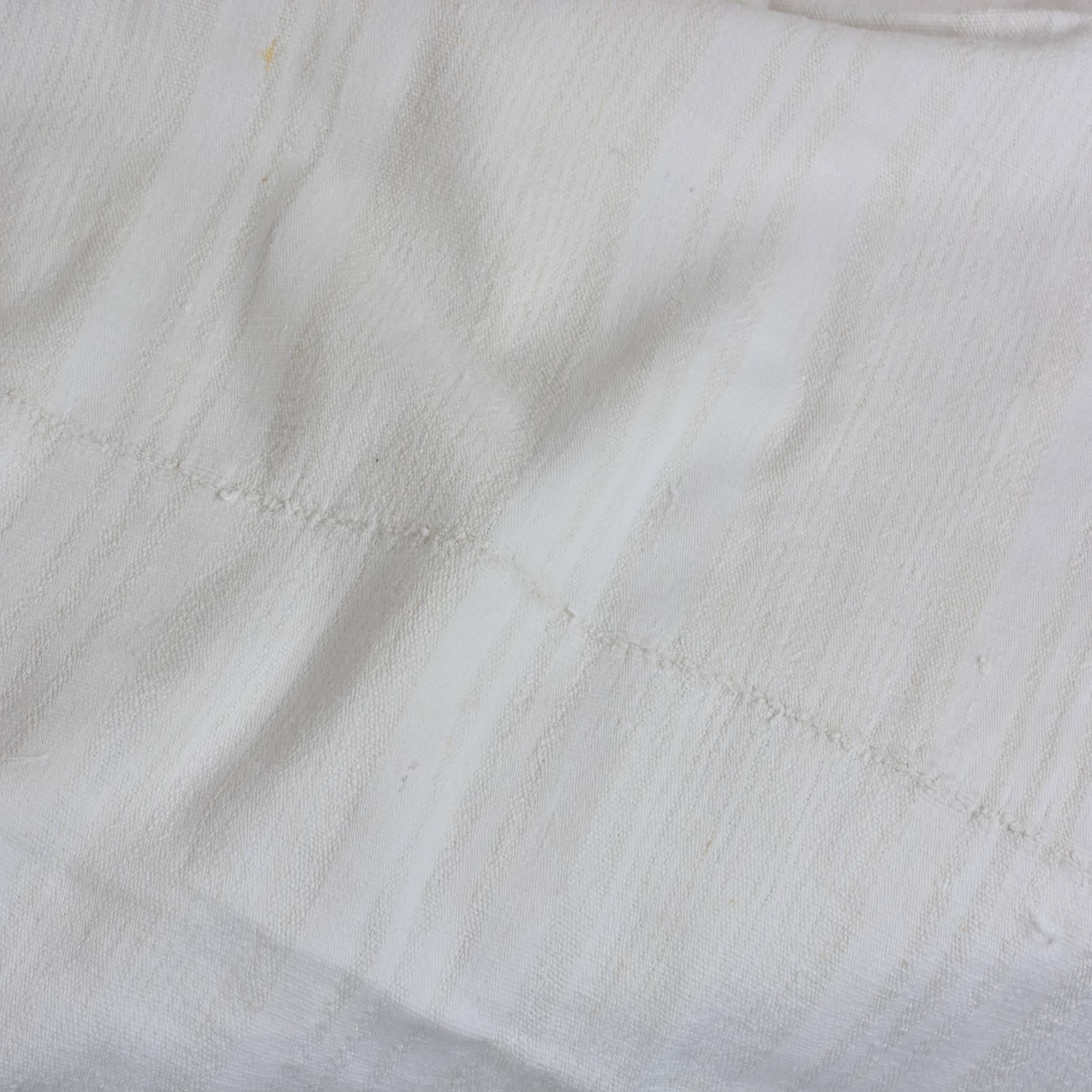 Hand-Woven Antique Handwoven Cotton Linen Coverlet