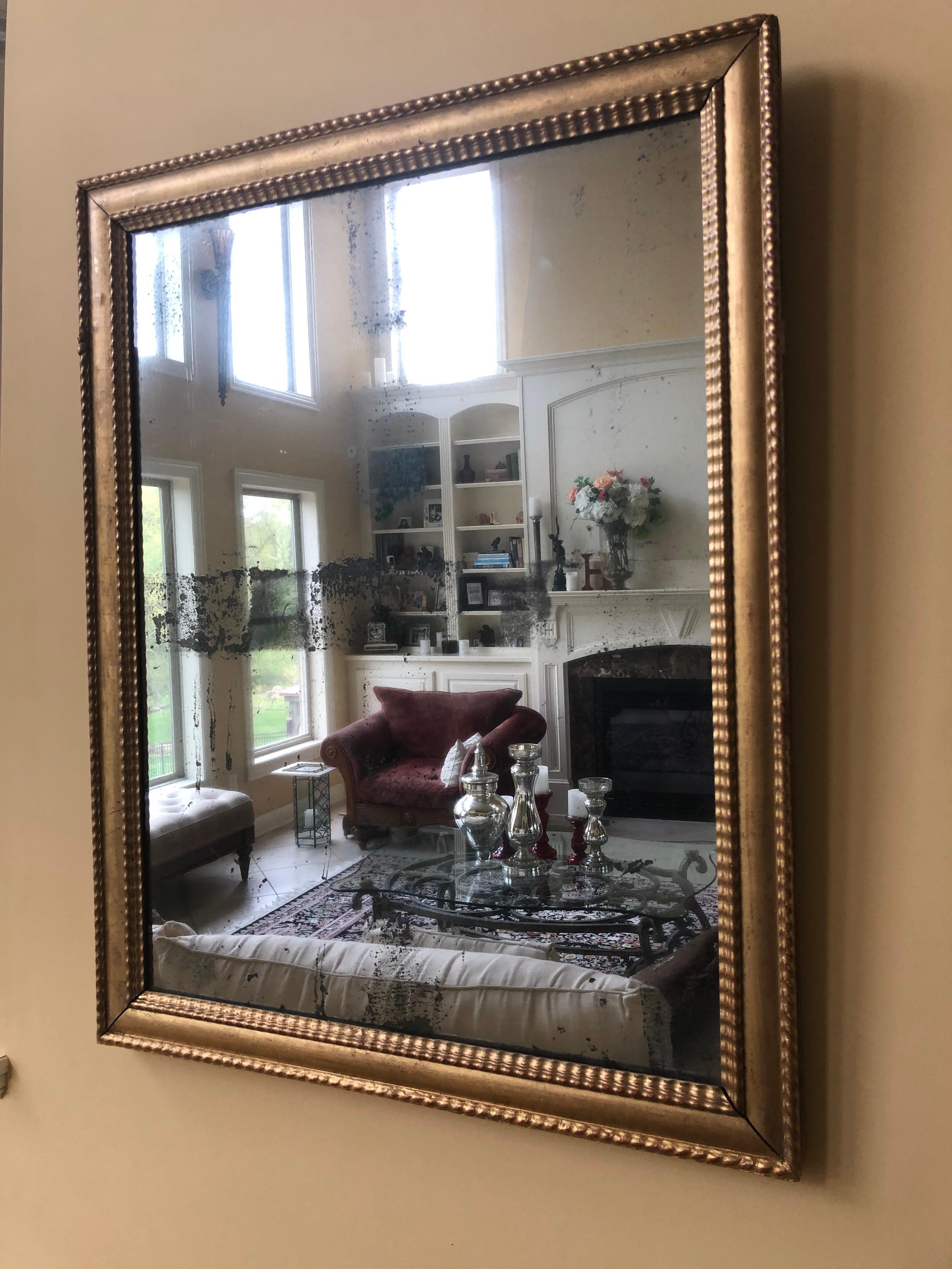 19th Century Mercury Glass Mirror with Gold Gilt Frame In Good Condition In Pataskala, OH