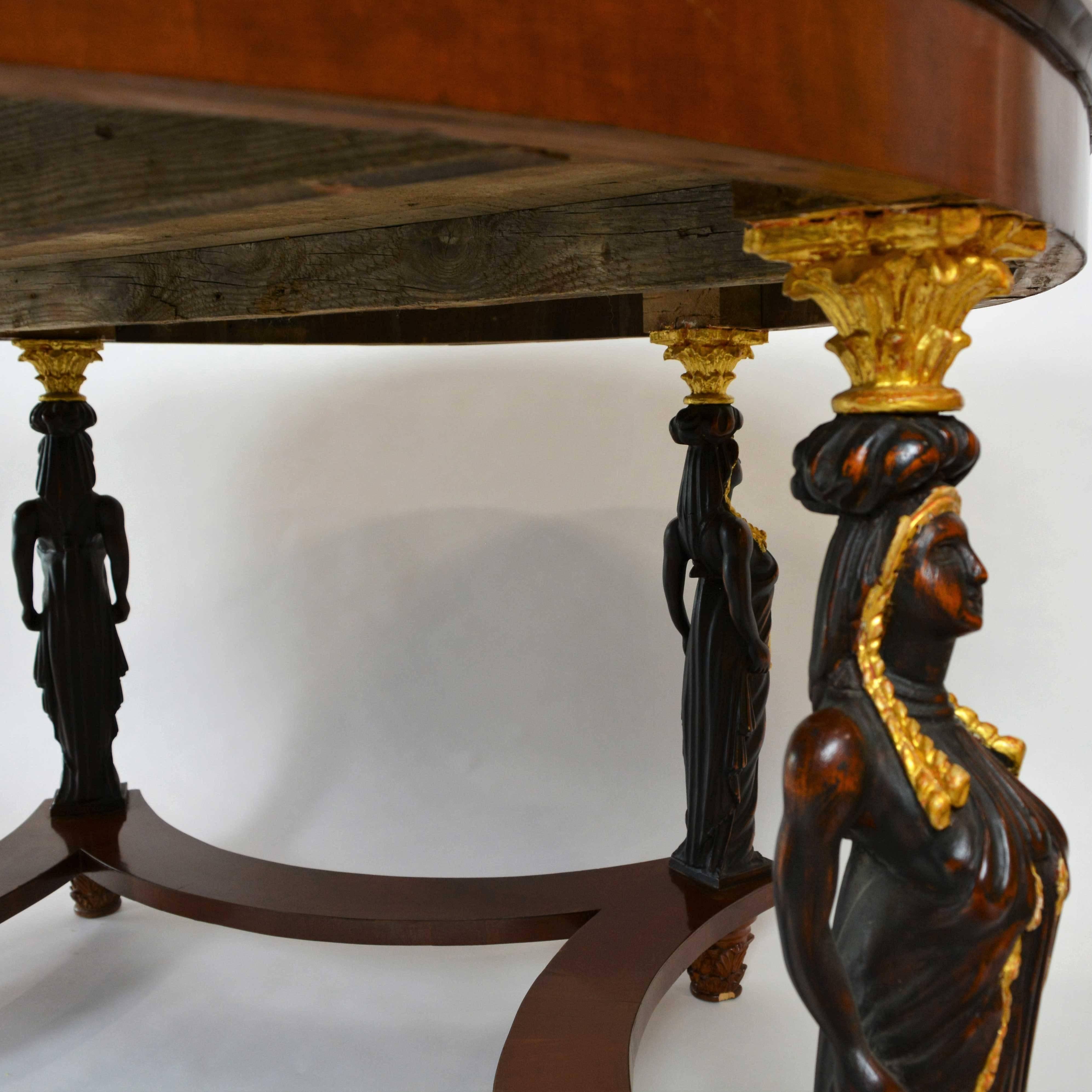 Giltwood Mid-19th Century Empire Gilt Bronze Five-Leg Center Table
