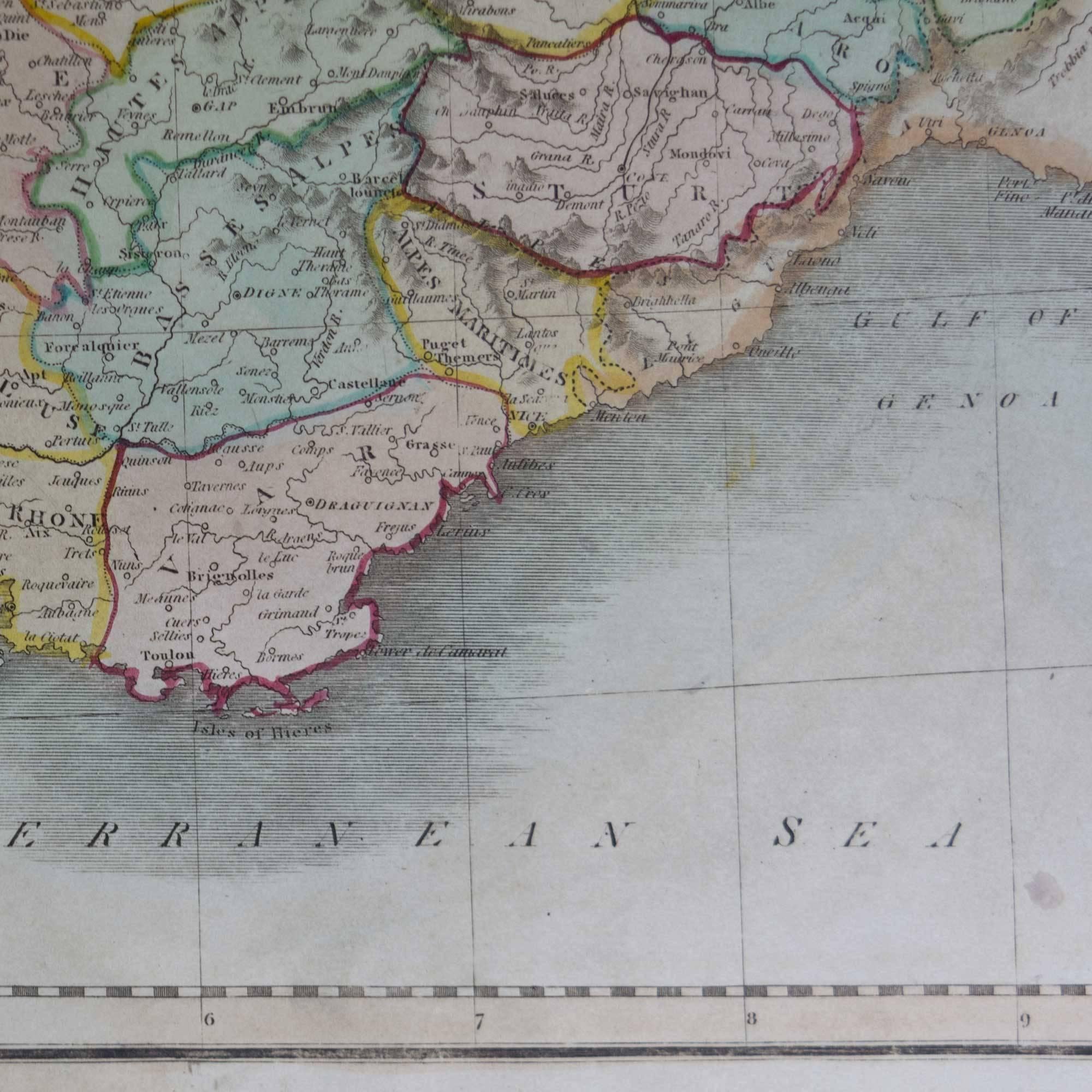 Louis XVI Early 19th Century Map of Revolutionary France with 13 Belgian and Six Piedmont For Sale