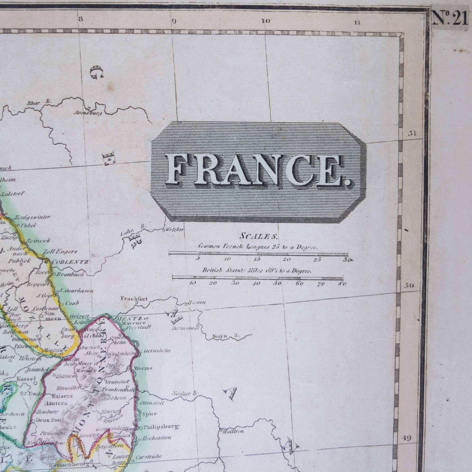 Engraved Early 19th Century Map of Revolutionary France with 13 Belgian and Six Piedmont For Sale