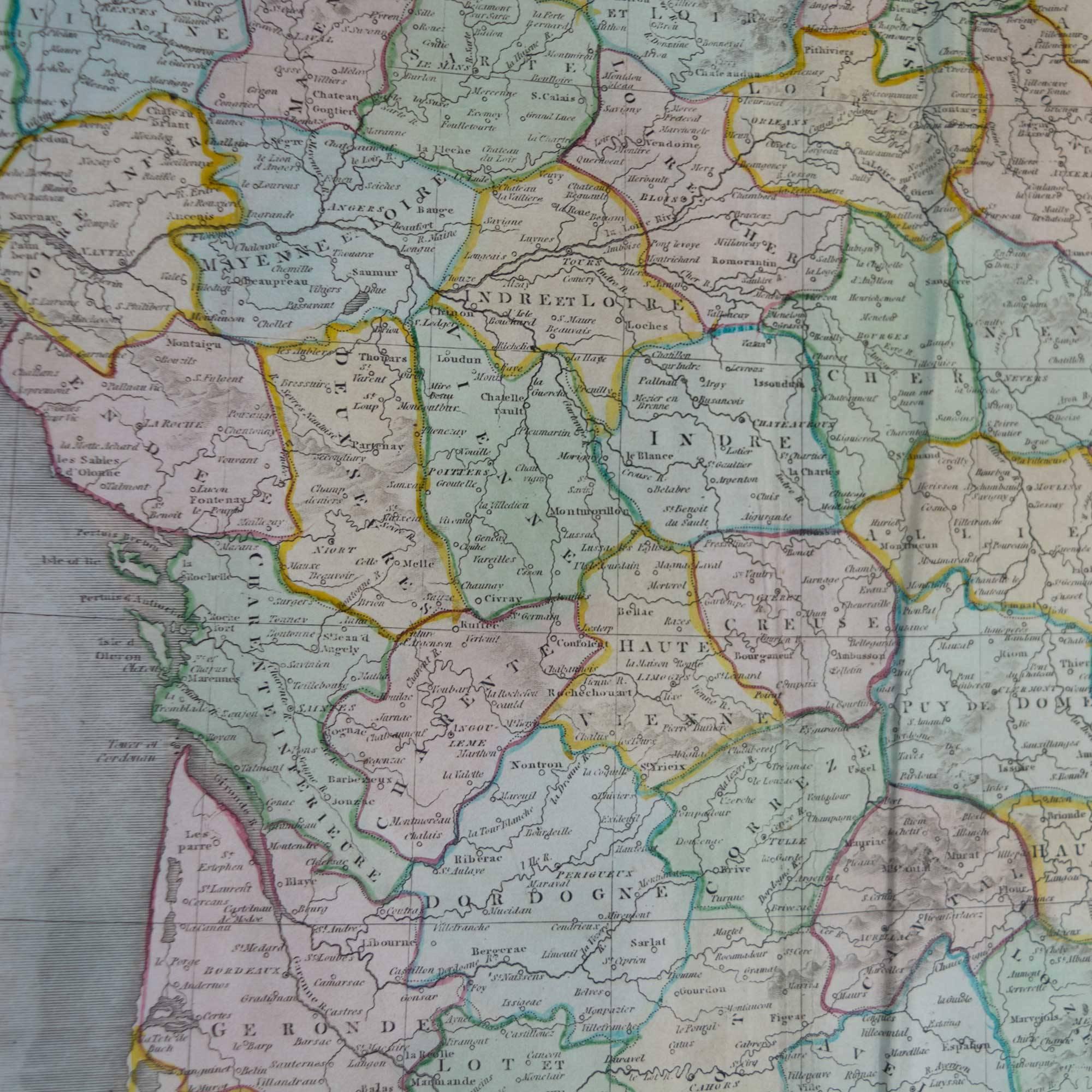 English Early 19th Century Map of Revolutionary France with 13 Belgian and Six Piedmont For Sale