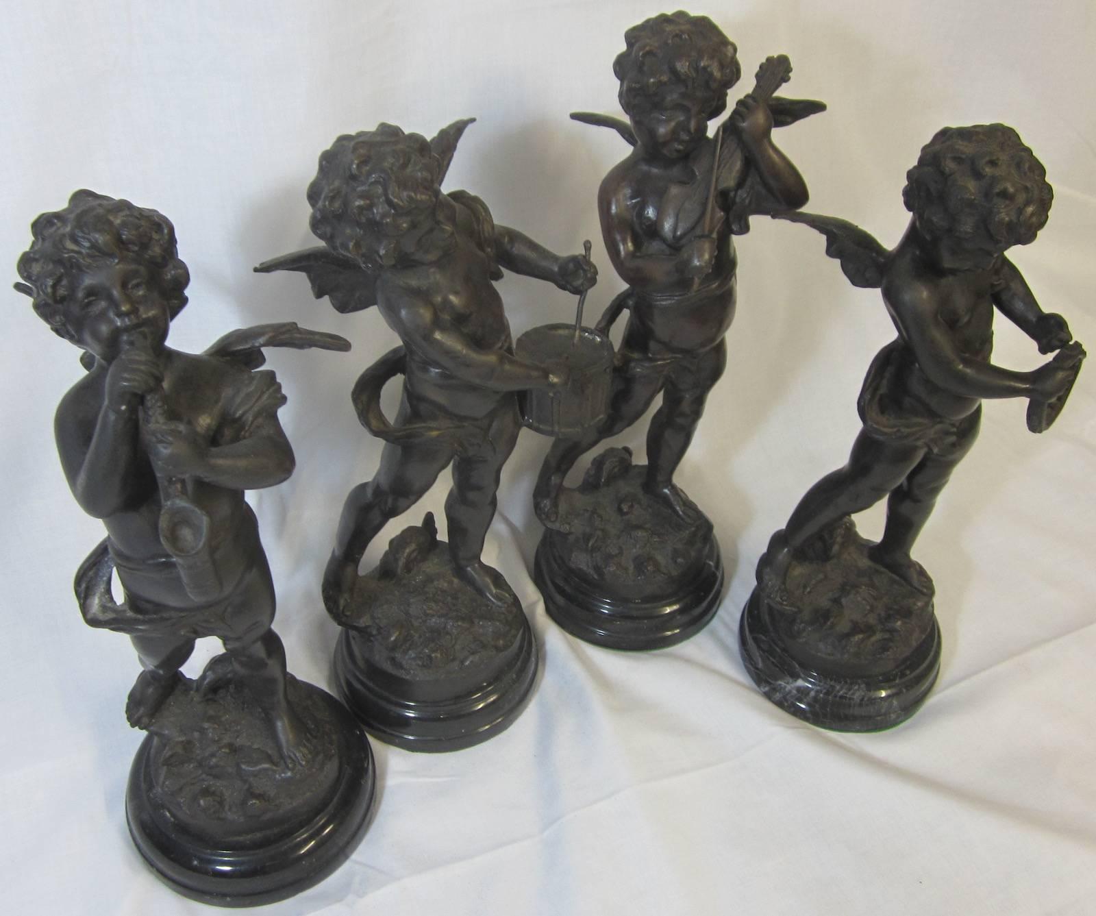 Art Deco Set of Four Bronze Musician Figures
