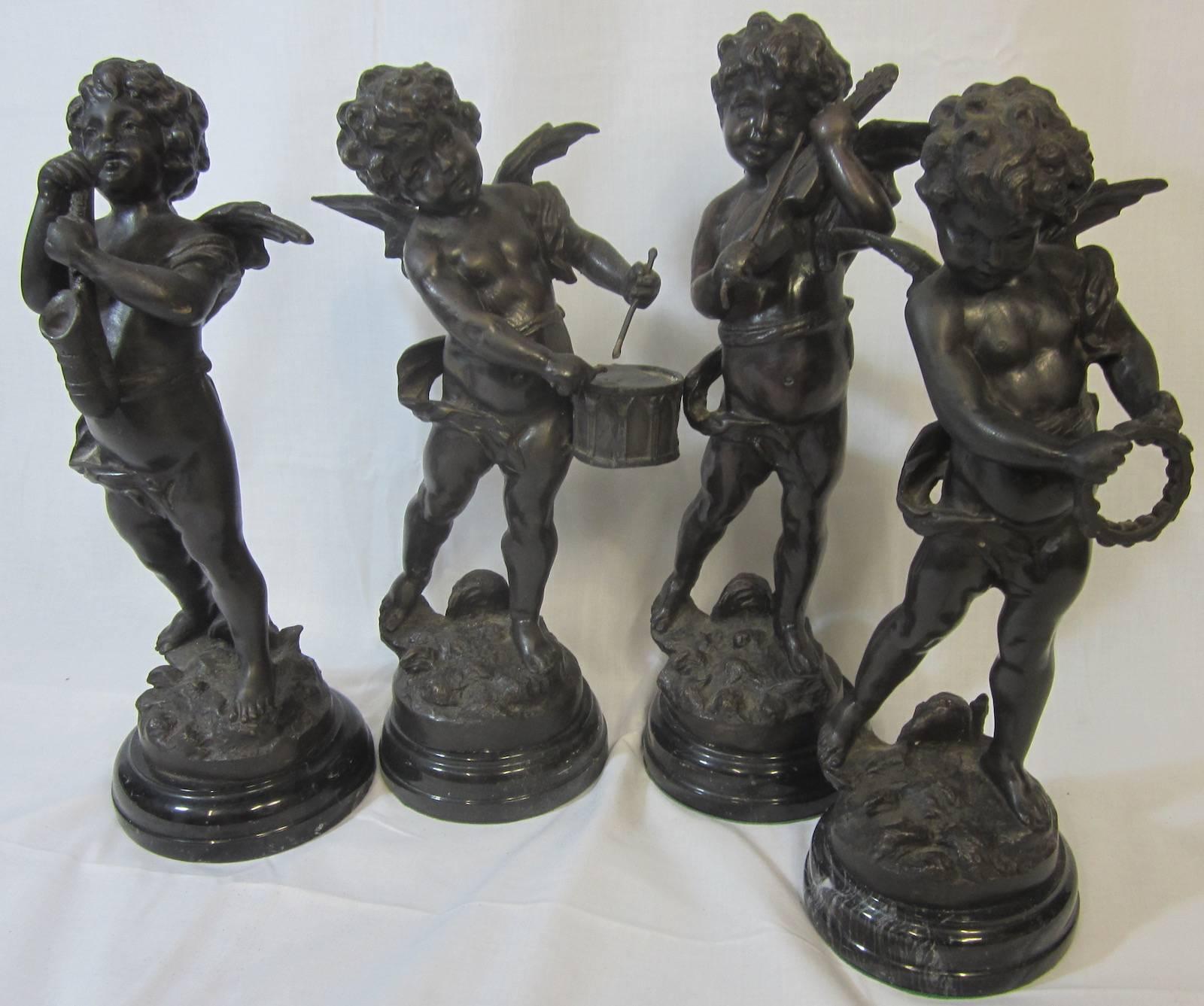 French Set of Four Bronze Musician Figures