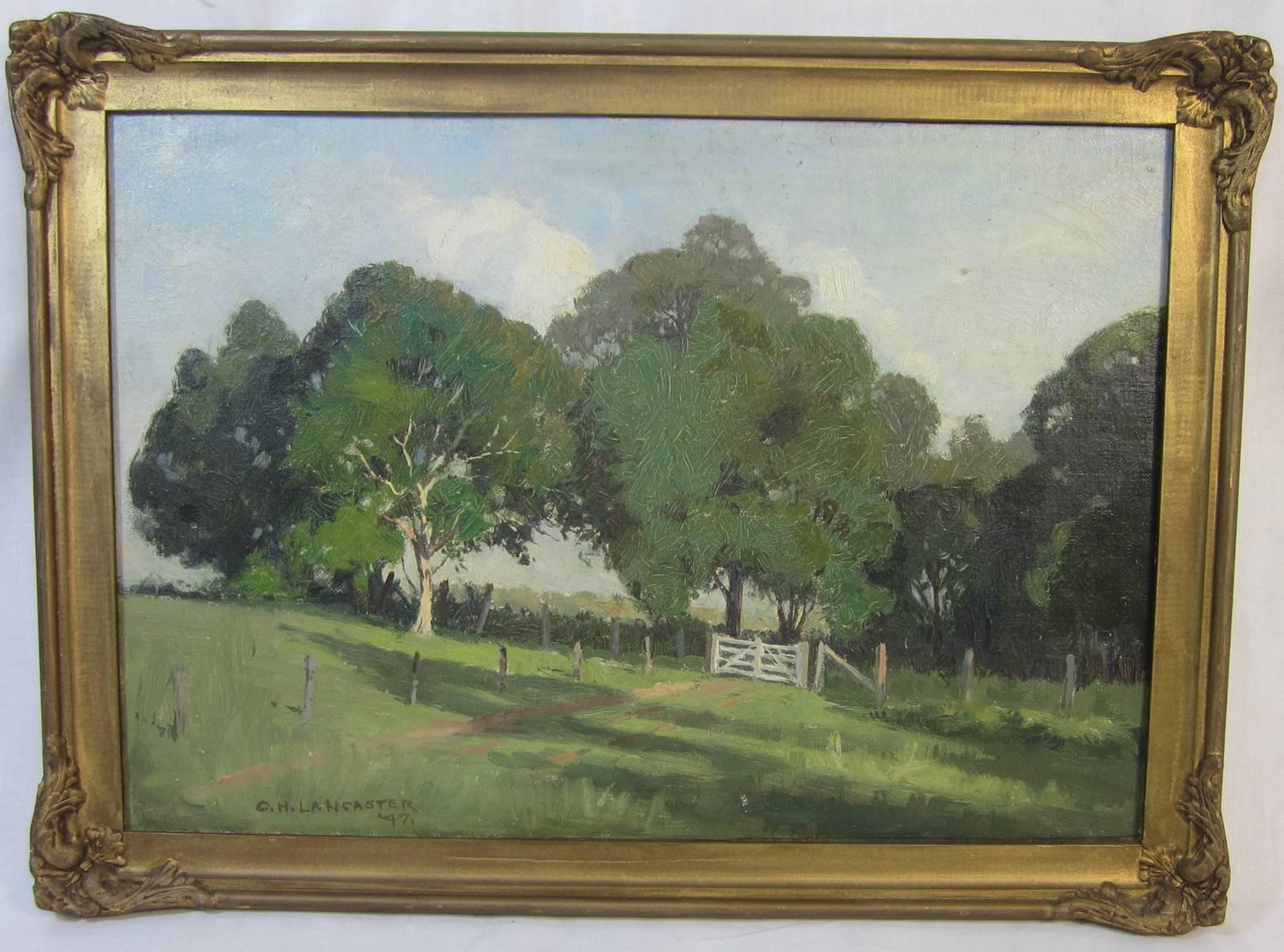 Charles Henry Lancaster (1886-1959) Australia, 
oil on board, The Gate Merri Merri, signed and dated 1944 bottom left,
 image 39 x 28cm
Charles Lancaster was significant figure in Brisbane art through his service of the committee of the