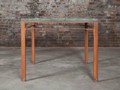 Squares Table in Contemporary Oxidized Steel and Emerald Green Marble