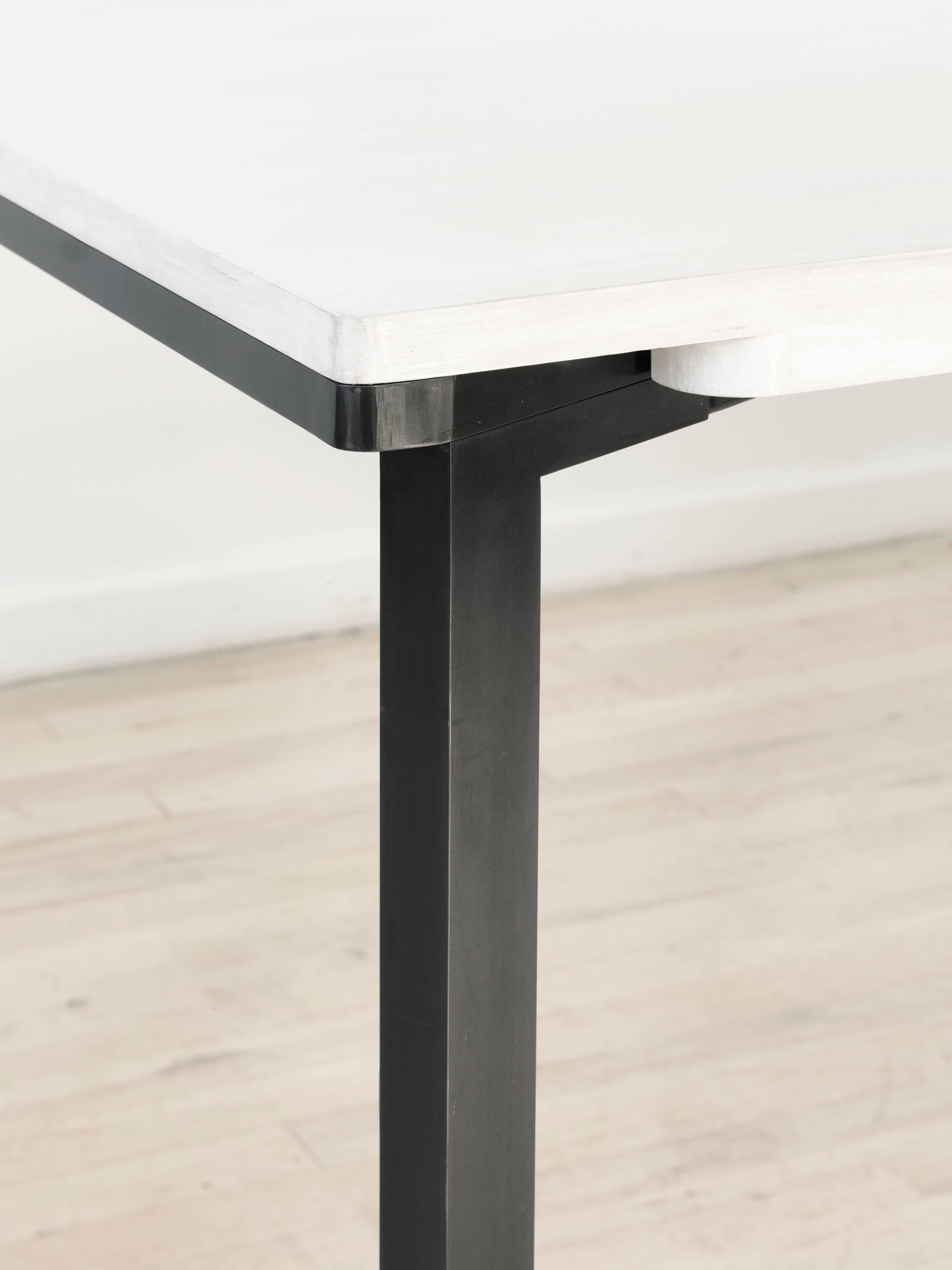 Modern Bow Tie Table in Contemporary Blackened Steel and White Washed Maple For Sale