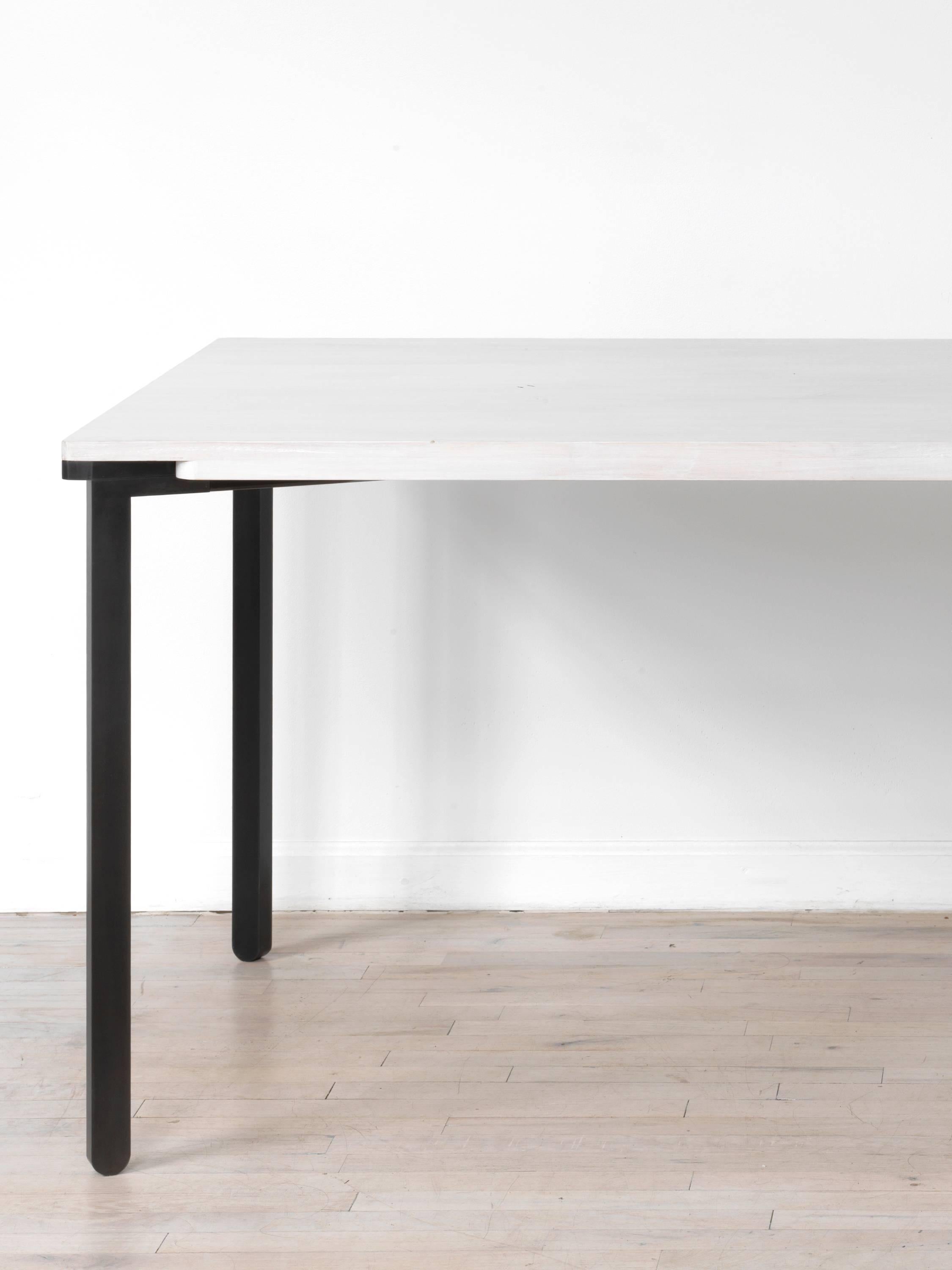 American Bow Tie Table in Contemporary Blackened Steel and White Washed Maple For Sale