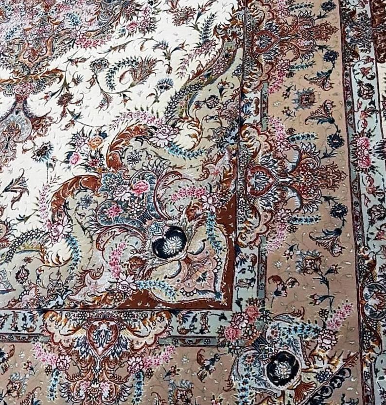 Shadegaan, Hand-Knotted, Rare Design Persian/Tabriz Rug In Good Condition For Sale In Cremorne, AU