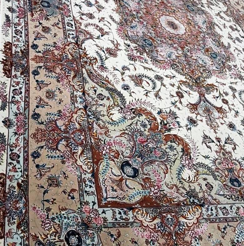 Wool Shadegaan, Hand-Knotted, Rare Design Persian/Tabriz Rug For Sale