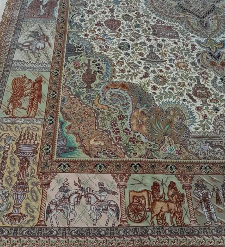 Contemporary Ancient Symbols-Nami Designer, Hand-Knotted Persian Tabriz Rug For Sale