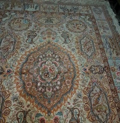 Fahouri Zir Khaki, Designer Fahouri, Persian Tabriz Silk and Wool Rug