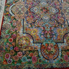 Homayun Hand-Knotted Silk Persian Tabriz Rug/Carpet