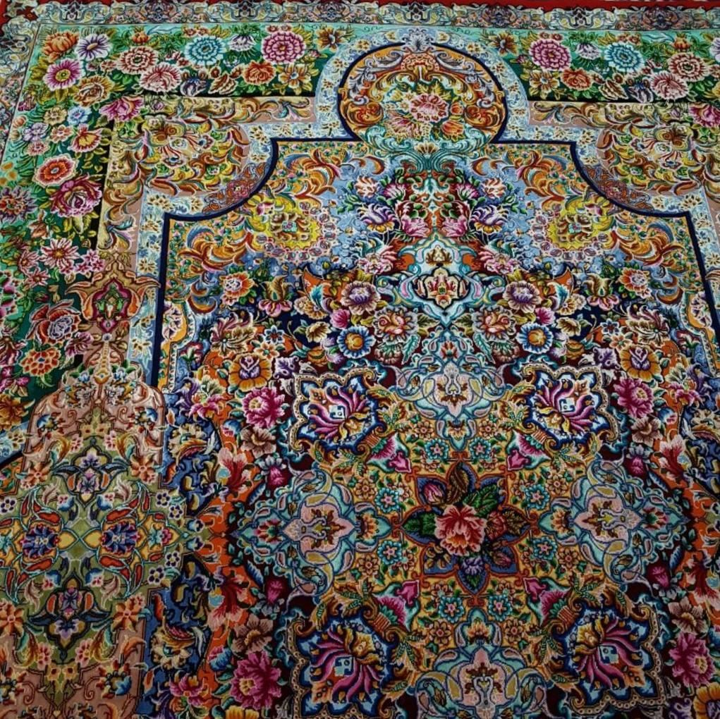 Wool Homayun Hand-Knotted Silk Persian Tabriz Rug/Carpet For Sale