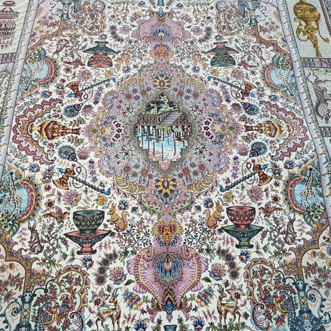 Naami Zir Khaki (Maralan Tabriz)-Genuine Hand-Knotted Persian Tabriz Rug Carpet In Excellent Condition For Sale In Cremorne, AU