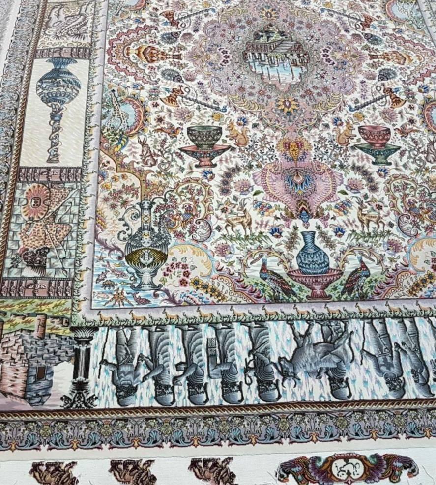 Contemporary Naami Zir Khaki (Maralan Tabriz)-Genuine Hand-Knotted Persian Tabriz Rug Carpet For Sale