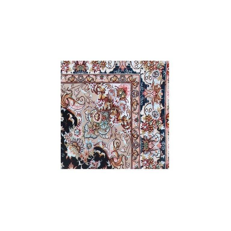 Khatibi Black-Master Khatibi Genuine Persian Tabriz Rug or Carpet In Excellent Condition For Sale In Cremorne, AU