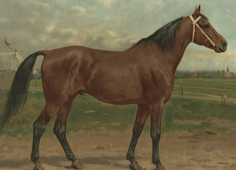 Dutch Antique Horse Print of an American Race Horse by O. Eerelman, 1898 For Sale