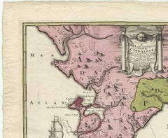 Antique Map of the Strait of Gibraltar by Homann Heirs, circa 1730