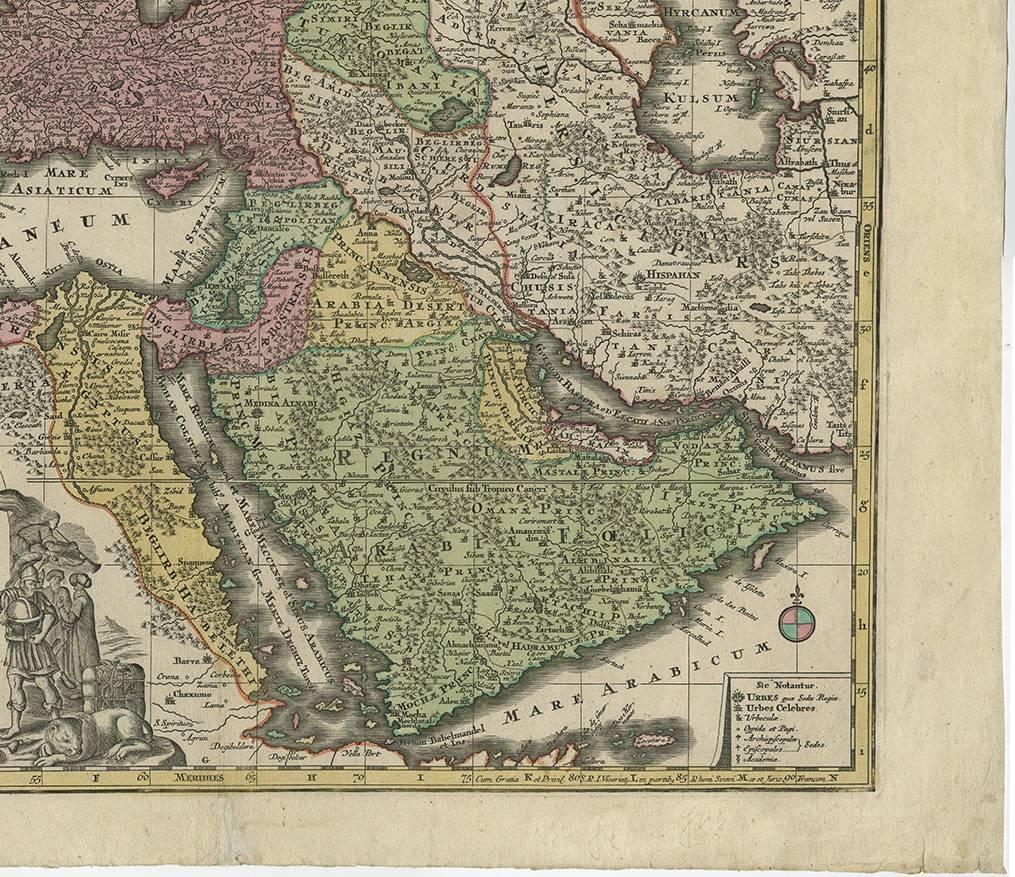 Antique Map of the Turkish Empire by C.T. Lotter, circa 1750 In Good Condition In Langweer, NL