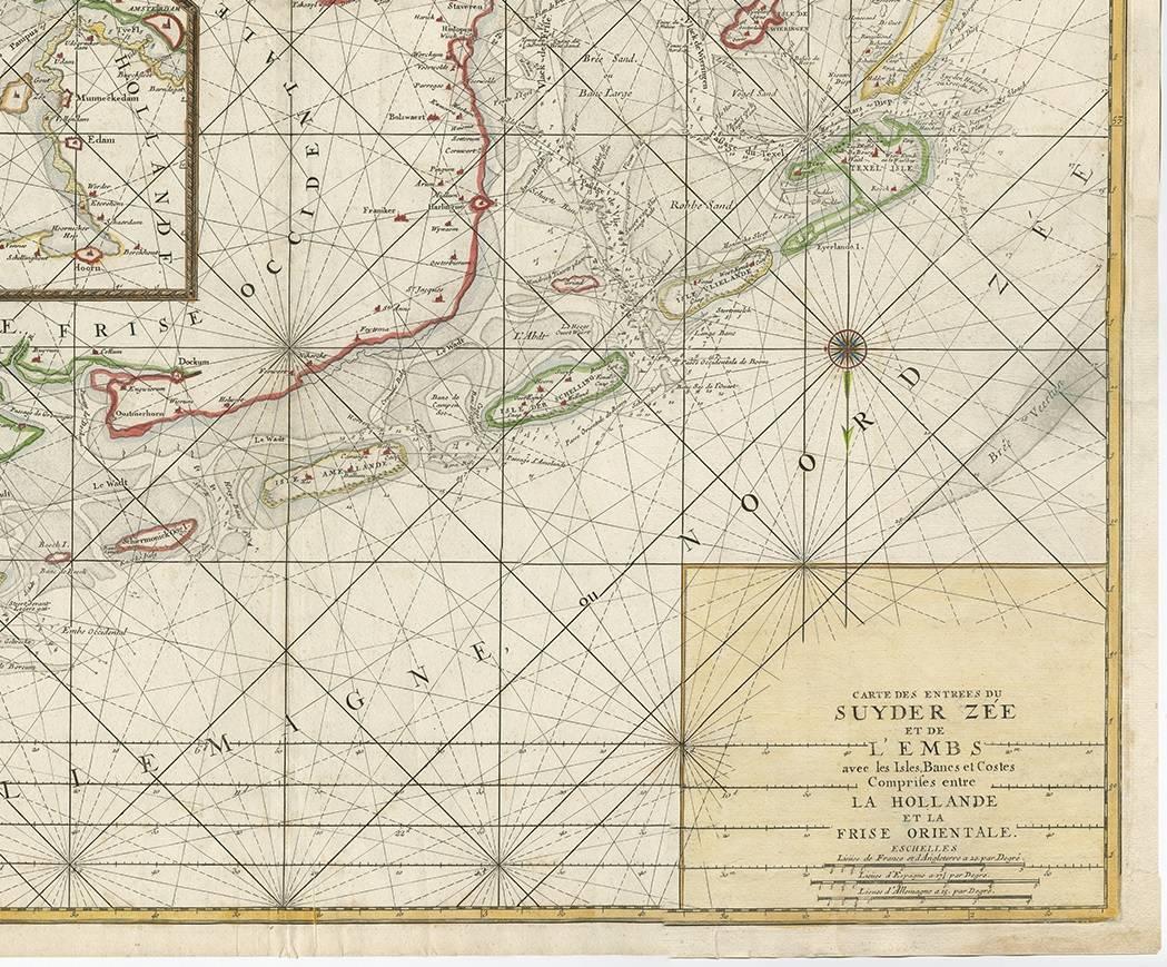 Paper Large Sea Chart of the Zuyder Zee & The Northsea with the Wadden Islands, 1773 For Sale