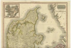 Denmark – Large Format Antique Map by Pinkerton, Fine English Engraving c.1814