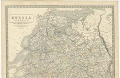 Antique Map of Russia 'in Europe' by W. & A.K. Johnston, circa 1850