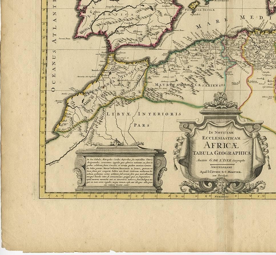 Antique Map of the Northern Coast of Africa and Southern Europe, circa 1745
