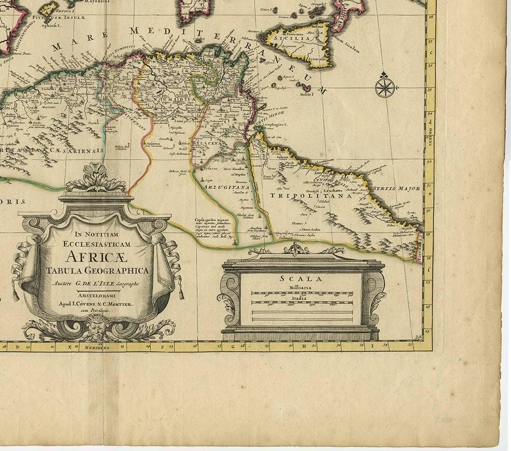 Antique Map of the Northern Coast of Africa and Southern Europe, circa 1745