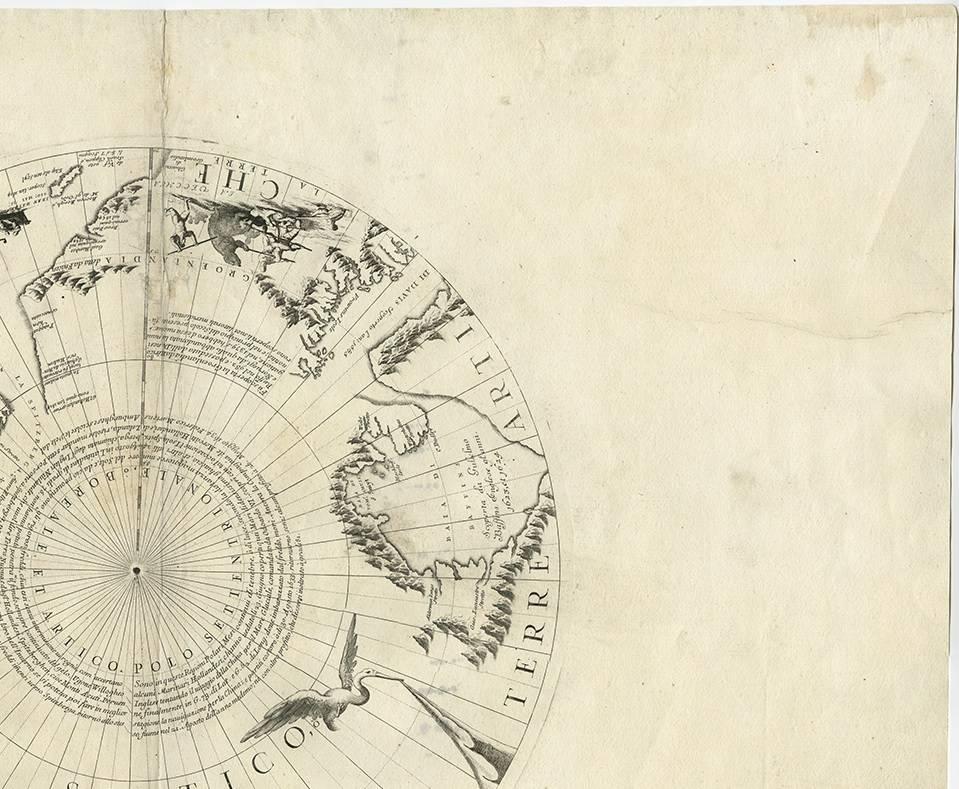Antique Map of the North Pole by V.M. Coronelli, circa 1692 In Good Condition For Sale In Langweer, NL