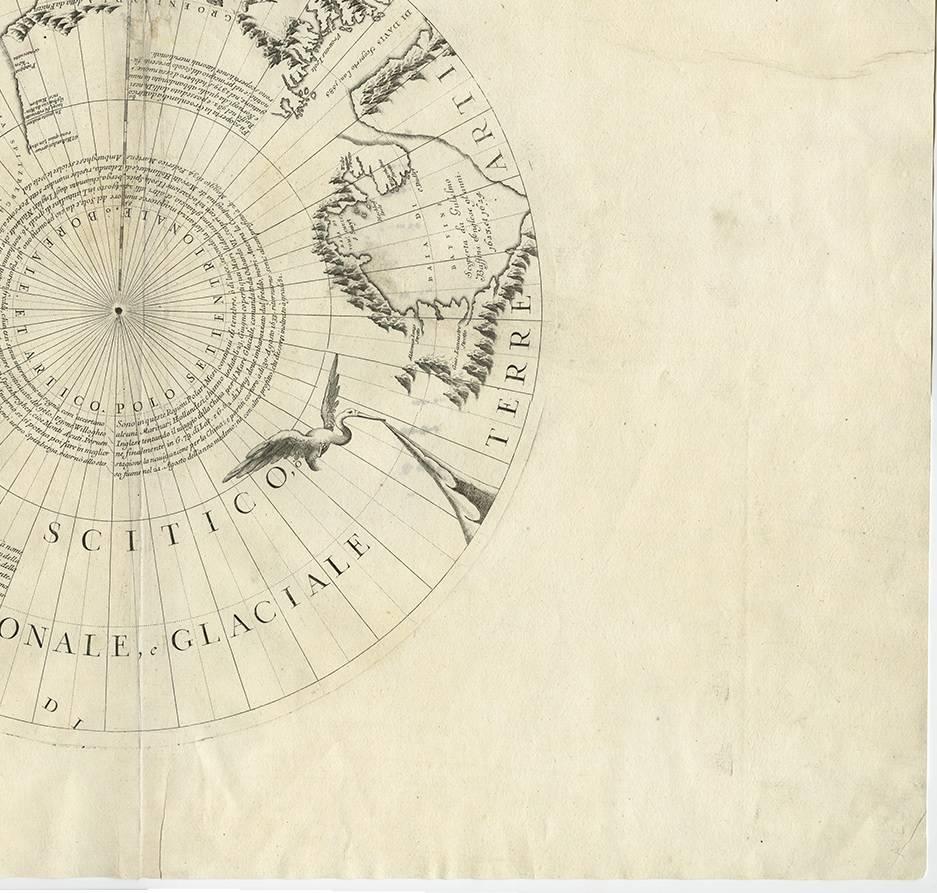 Paper Antique Map of the North Pole by V.M. Coronelli, circa 1692 For Sale