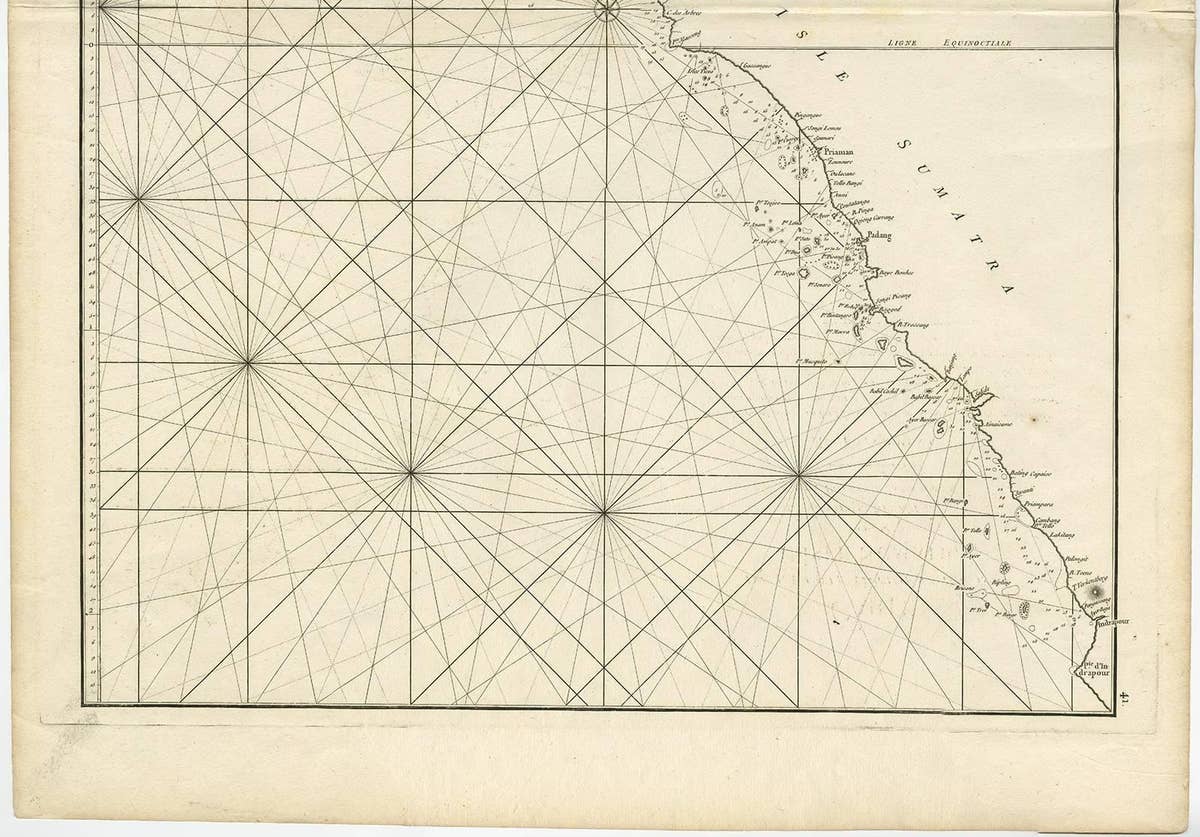 1745 Antique Coastal Map of West Sumatra by J. Mannevillette