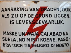 Enamel Warning Sign in Dutch and Papiamentu / Papiamento Language, ca.1960
