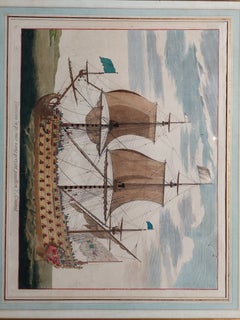 Antique Print of a Naval Vessel by Mortier '1695'