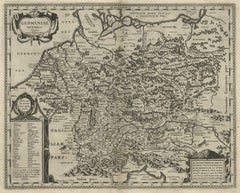 Original Rare Antique Map of the Ancient German Empire in Northern Europe, c1650
