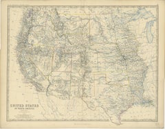 Carte de l'ouest des États-Unis de 1874 - Atlas détaillé par Keith Johnston
