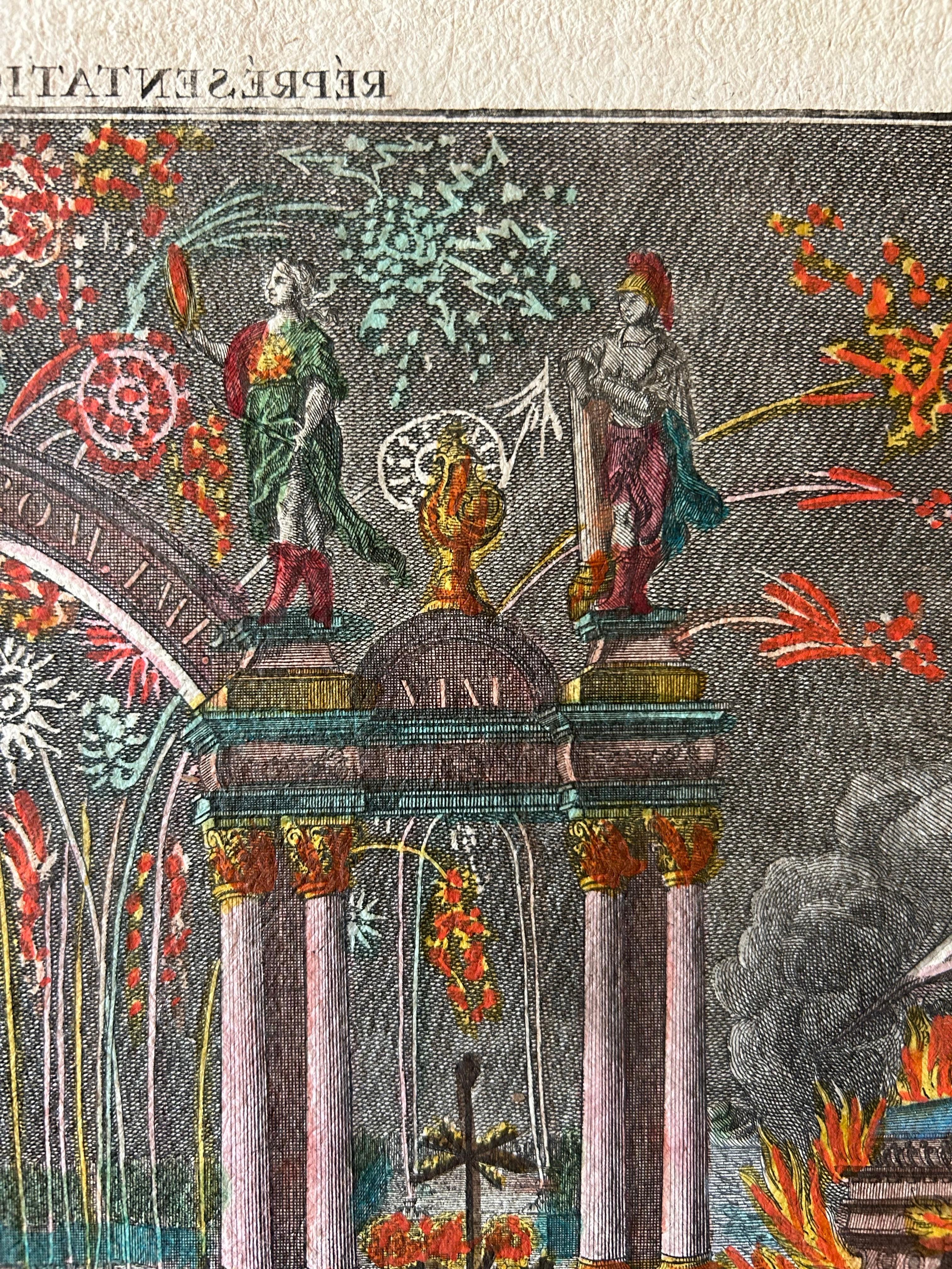 Engraved Pyrotechnicae repraesentationis splendidissimae typus – Fireworks View c.1765 For Sale