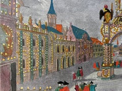 Rara stampa ottica antica di una cerimonia in Germania, 1765 ca.